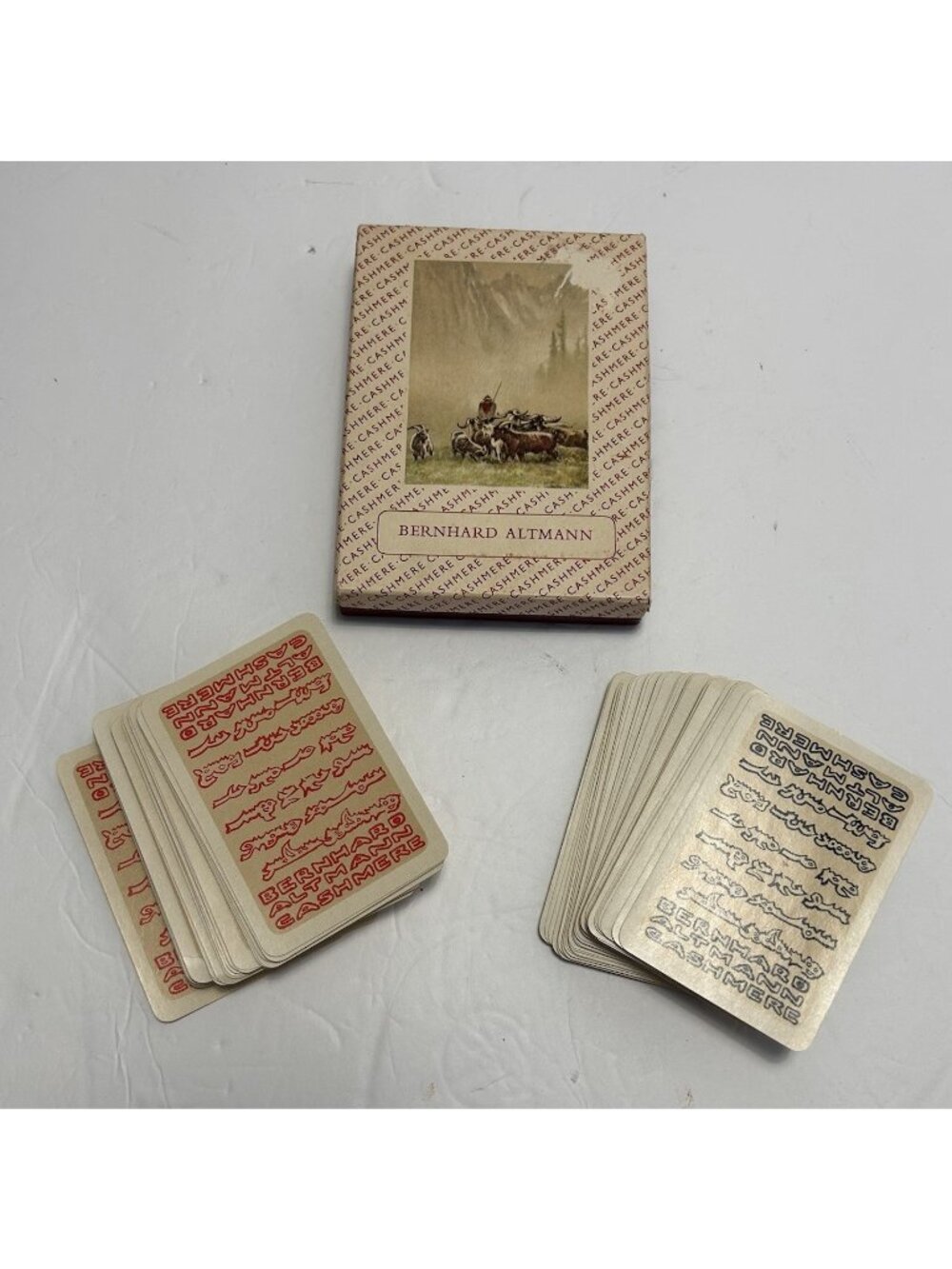 Vintage 50s Bernhard Altmann House of Cashmere Twin Playing Card Deck w/ Box